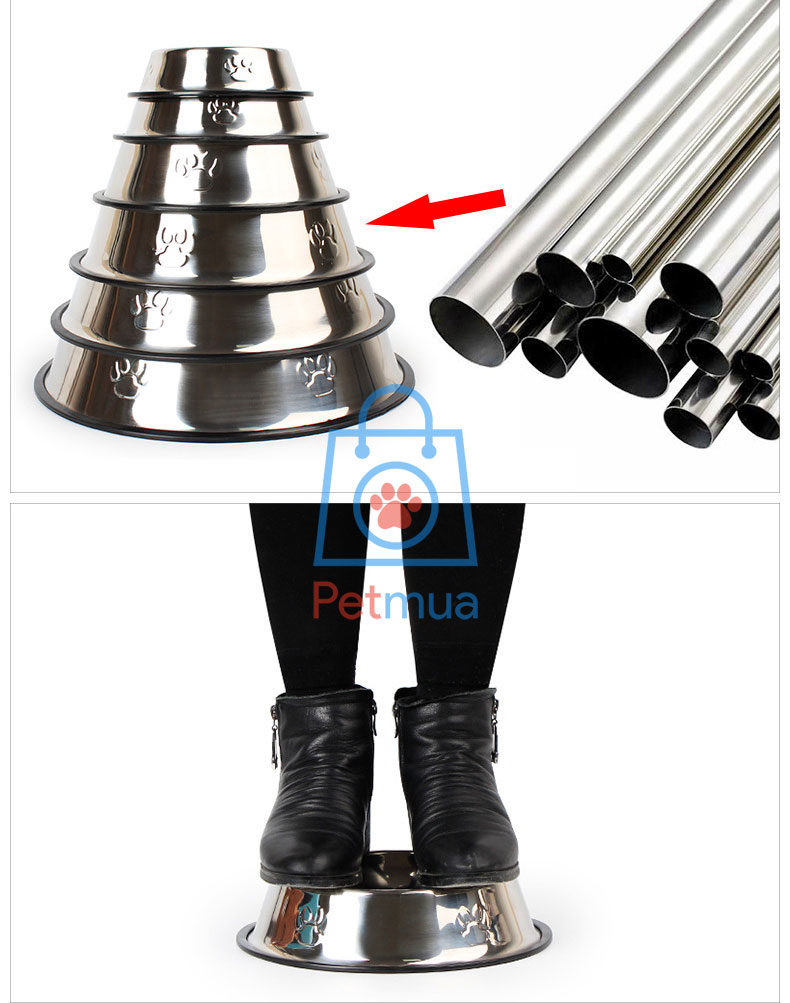 Bát được làm từ thép inox không rỉ, an toàn với người cũng như chó mèo và vô cùng bền, chắc chắn
