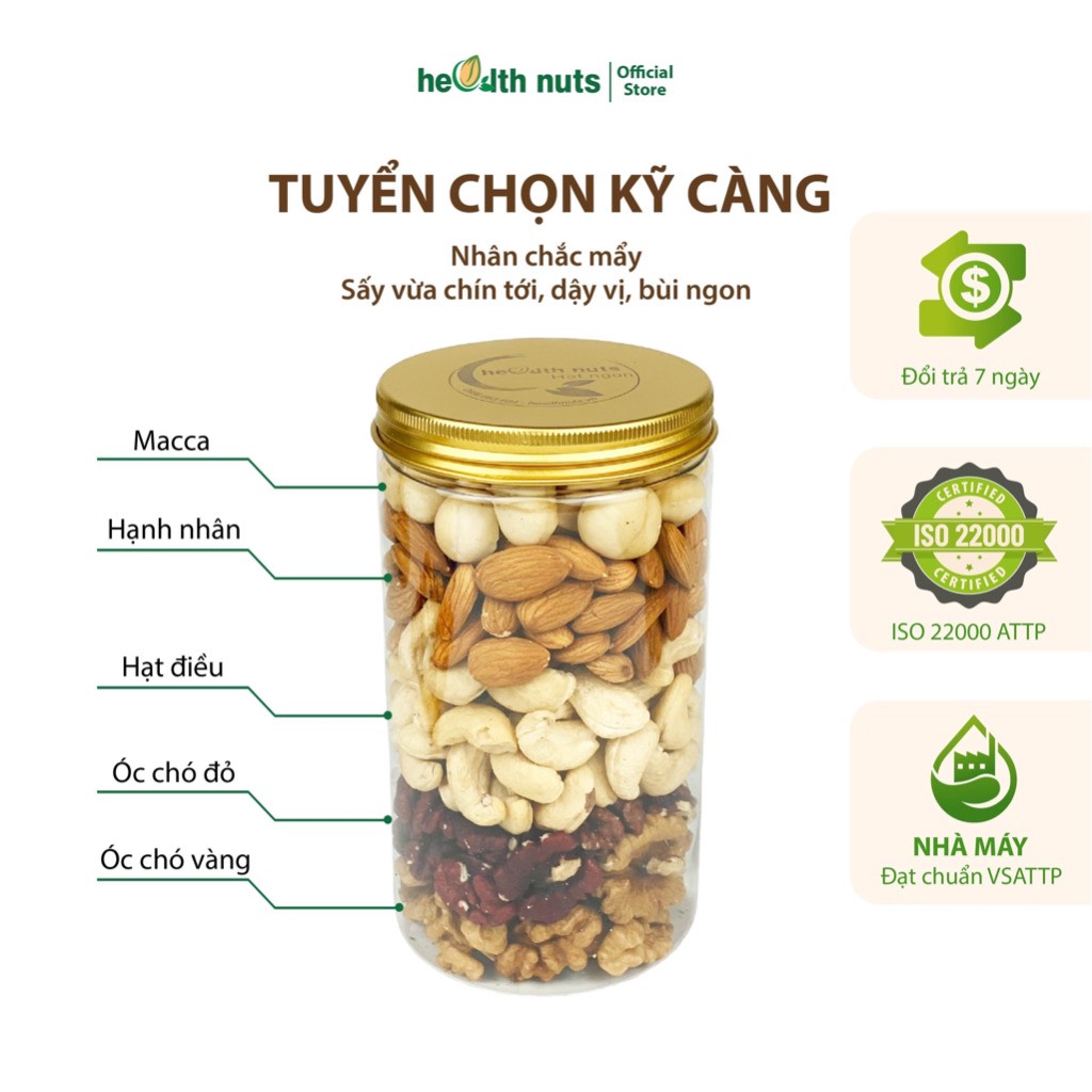 Mixnuts 9 loại Hạt Dinh Dưỡng, nhiều phiên bản mix, cho mẹ bầu, người ăn kiêng, giảm cân Health Nuts
