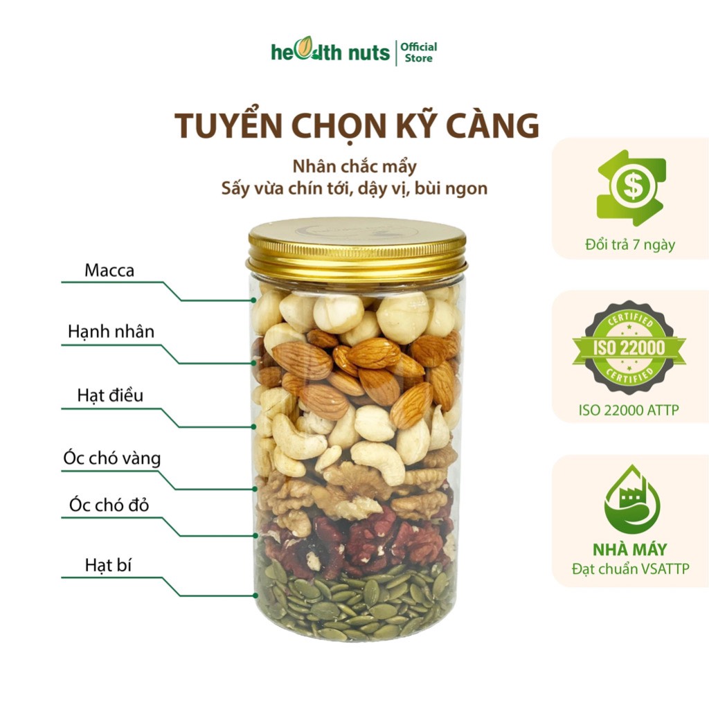 Mixnuts 9 loại Hạt Dinh Dưỡng, nhiều phiên bản mix, cho mẹ bầu, người ăn kiêng, giảm cân Health Nuts