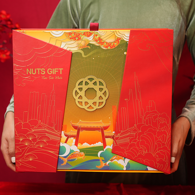 Hộp quà Nuts Gift - Lý Ngư Hóa Long 9 Vị Hạt dinh dưỡng và trái cây đặc sản