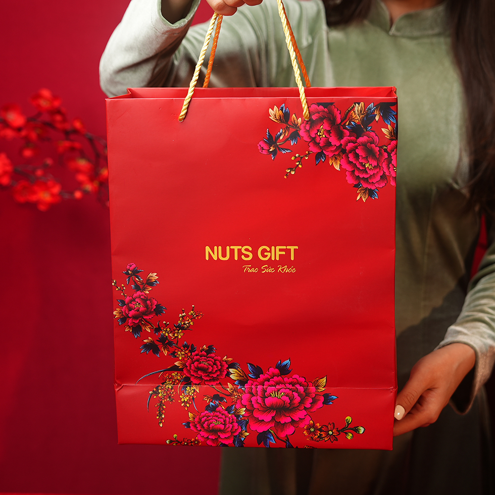 Hộp Quà Tết Nuts Gift 2024 - Hoa Khai Phú Quý - 6 Vị Hạt Và Trái Cây