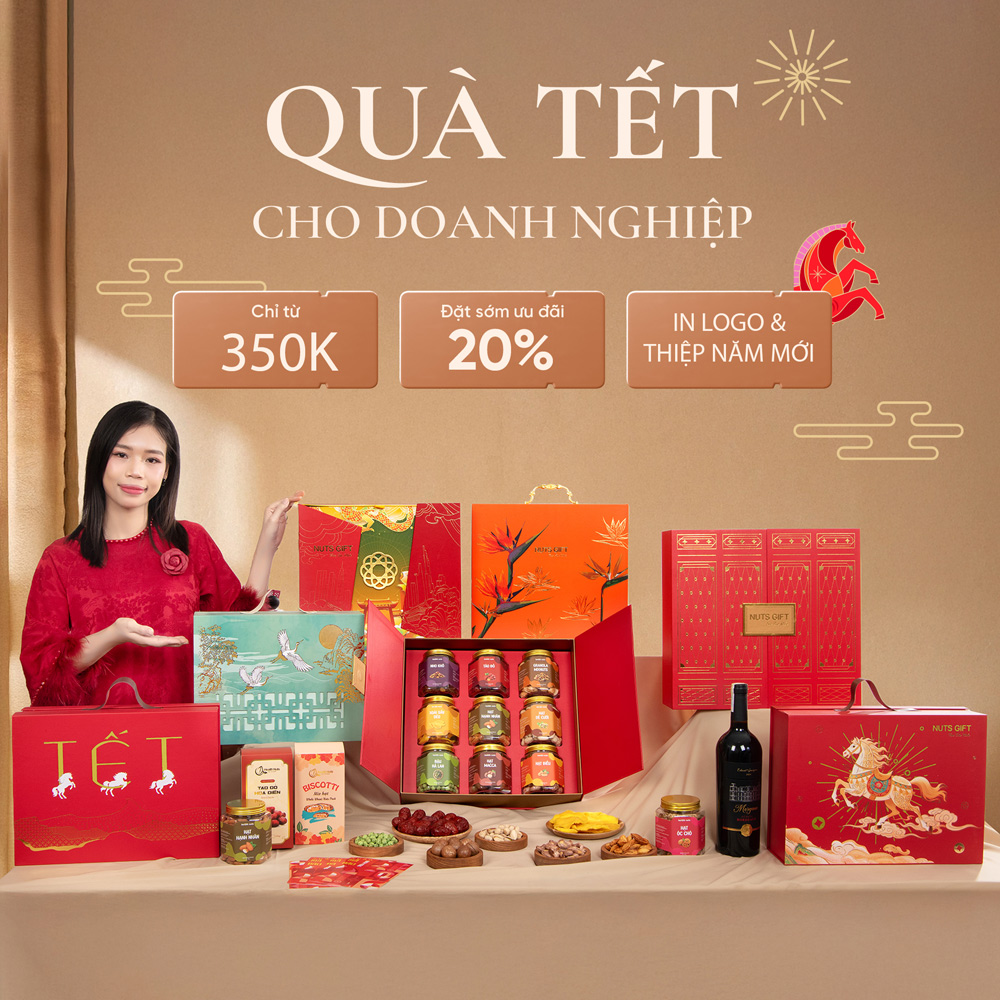 Xuân Quý - Hộp quà Tết Nuts Gift 5 hạt dinh dưỡng và trái cây đặc sản