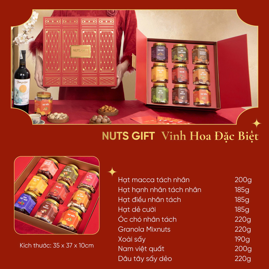 Vinh Hoa Đặc Biệt - Hộp quà Tết Nuts Gift 9 hạt dinh dưỡng Cao