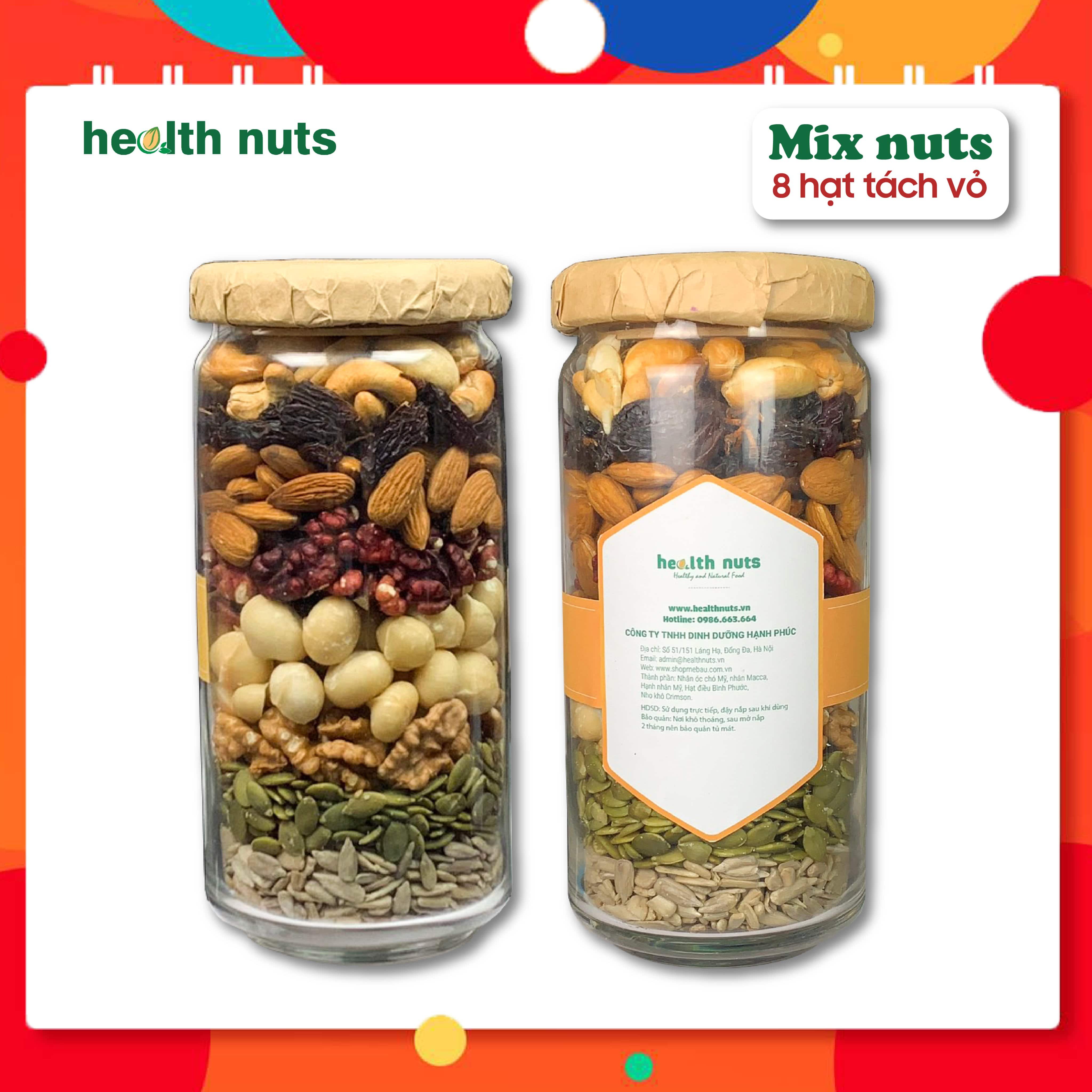 Mix Nuts 8 loại hạt tách vỏ - hương vị mới