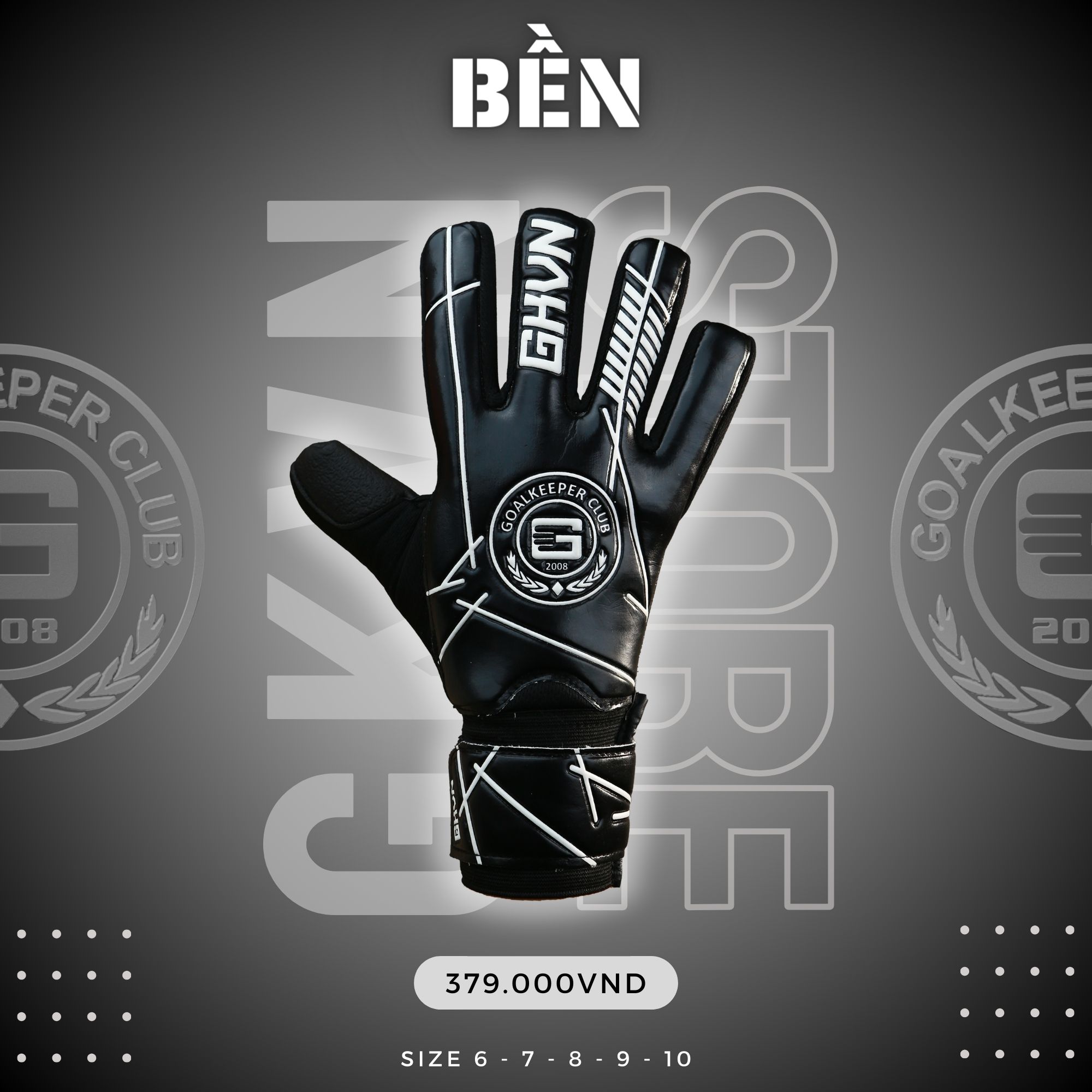 Găng Tay Thủ Môn GKVN Bền - Đen