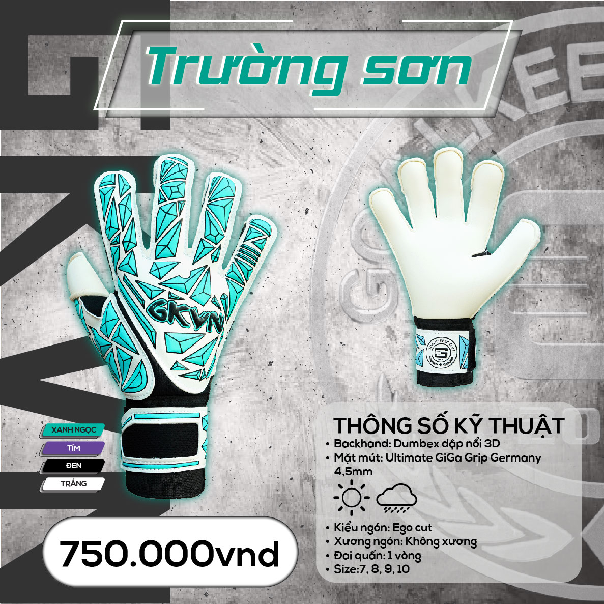 Găng tay thủ môn Trường Sơn - Xanh
