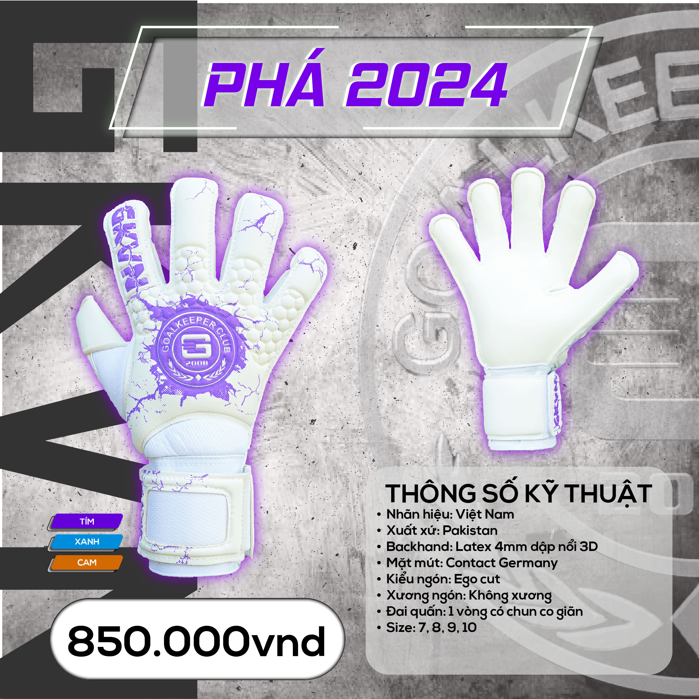Găng Tay Thủ Môn Phá Special Contact - Tím