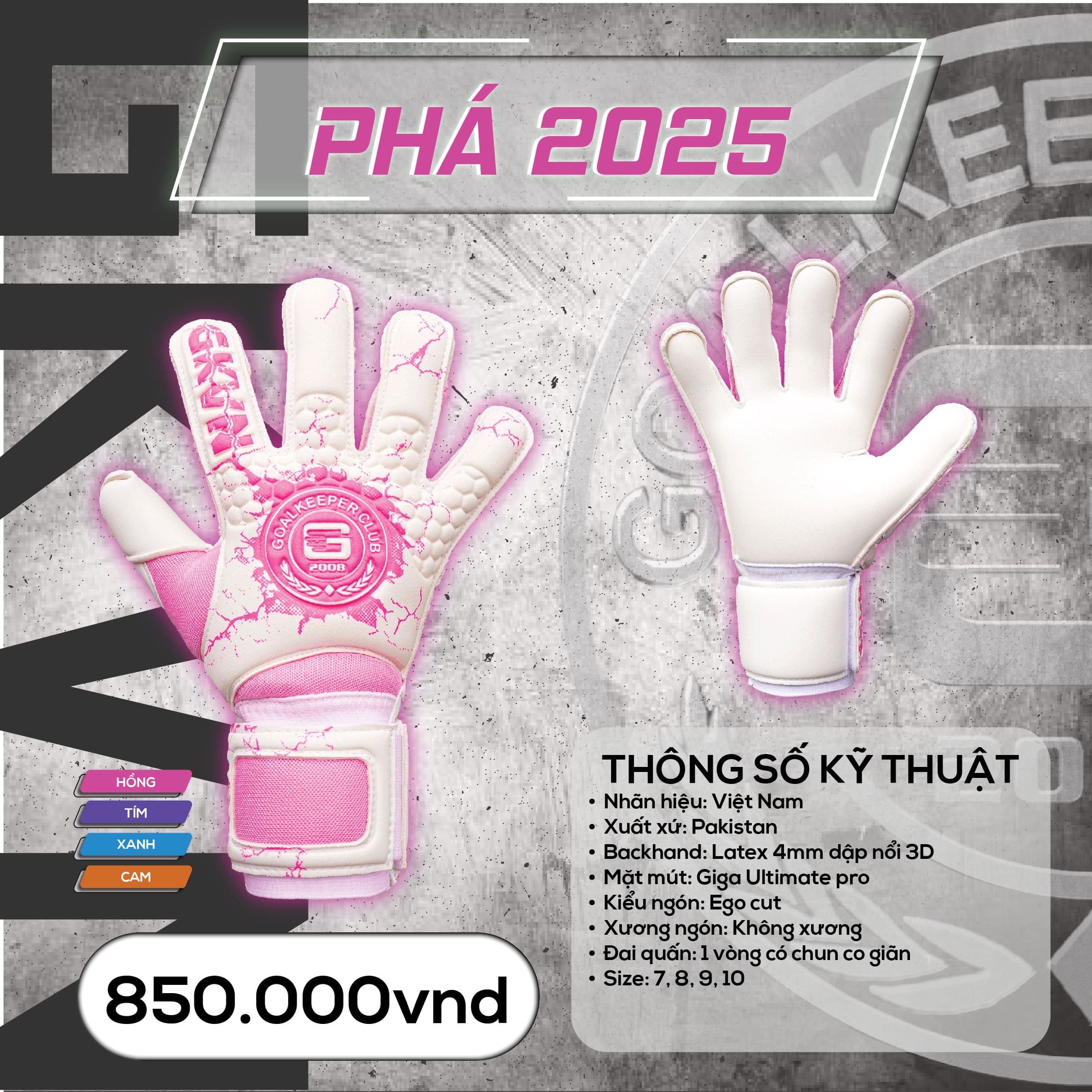 Găng Tay Thủ Môn Phá Special Pro Giga - Hồng