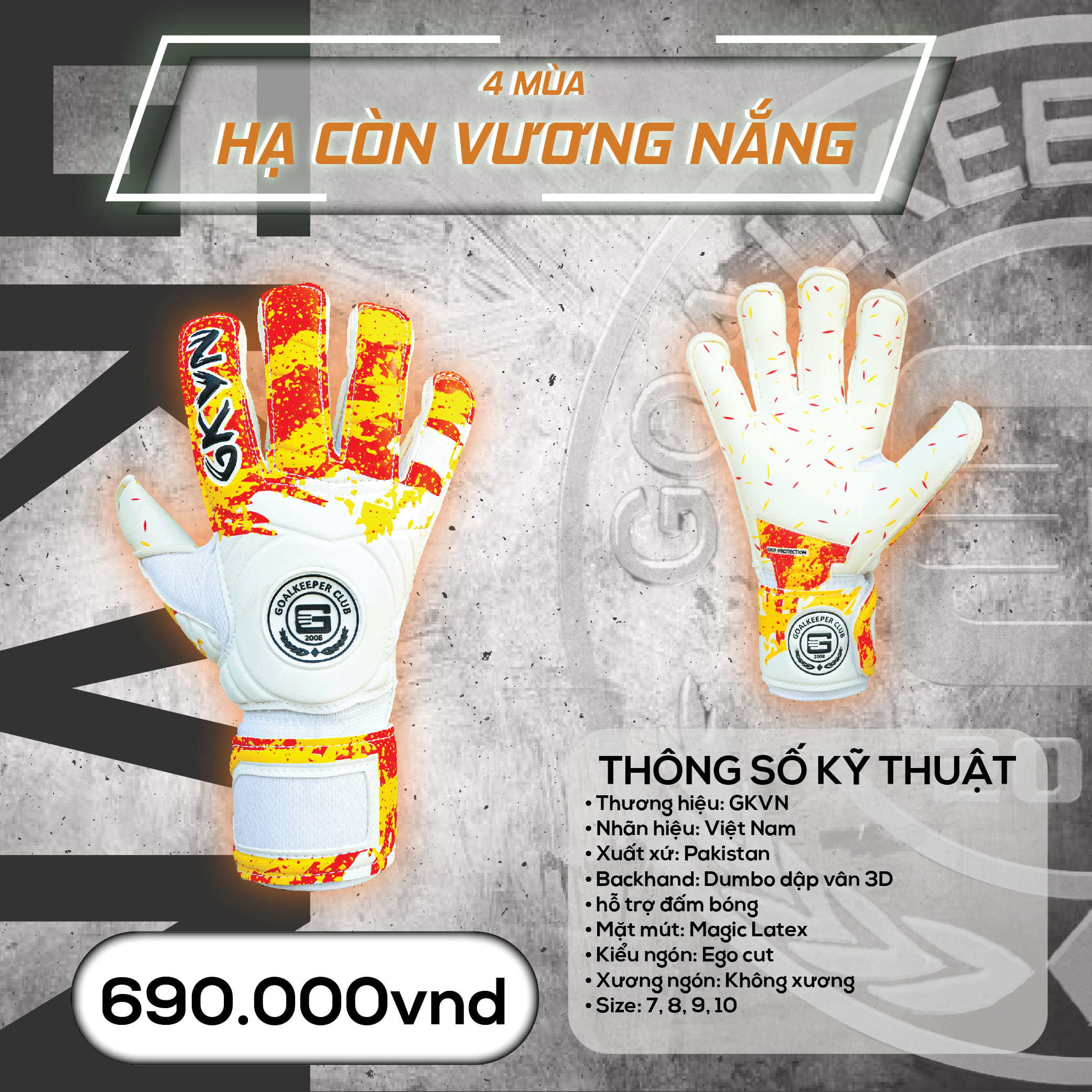 Găng Tay Thủ Môn GKVN 4 Mùa - Hạ Còn Vương Nắng