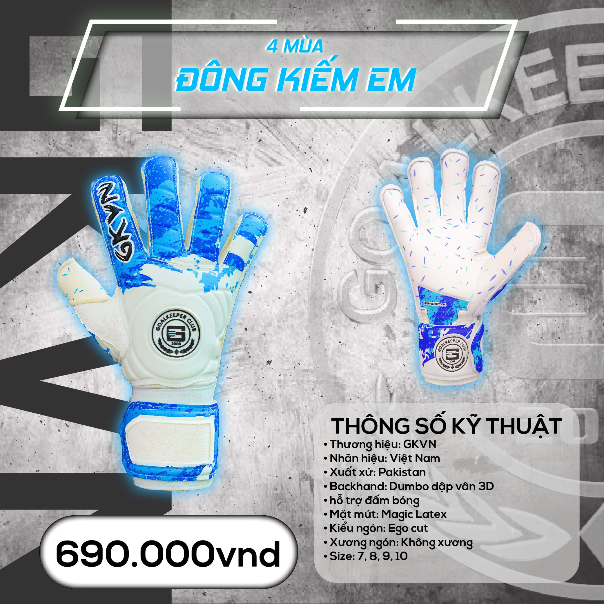 Găng Tay Thủ Môn GKVN 4 Mùa - Đông Kiếm Em
