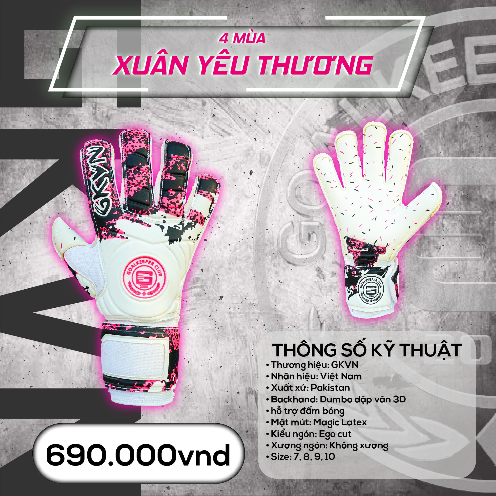 Găng Tay Thủ Môn GKVN 4 Mùa - Xuân Yêu Thương