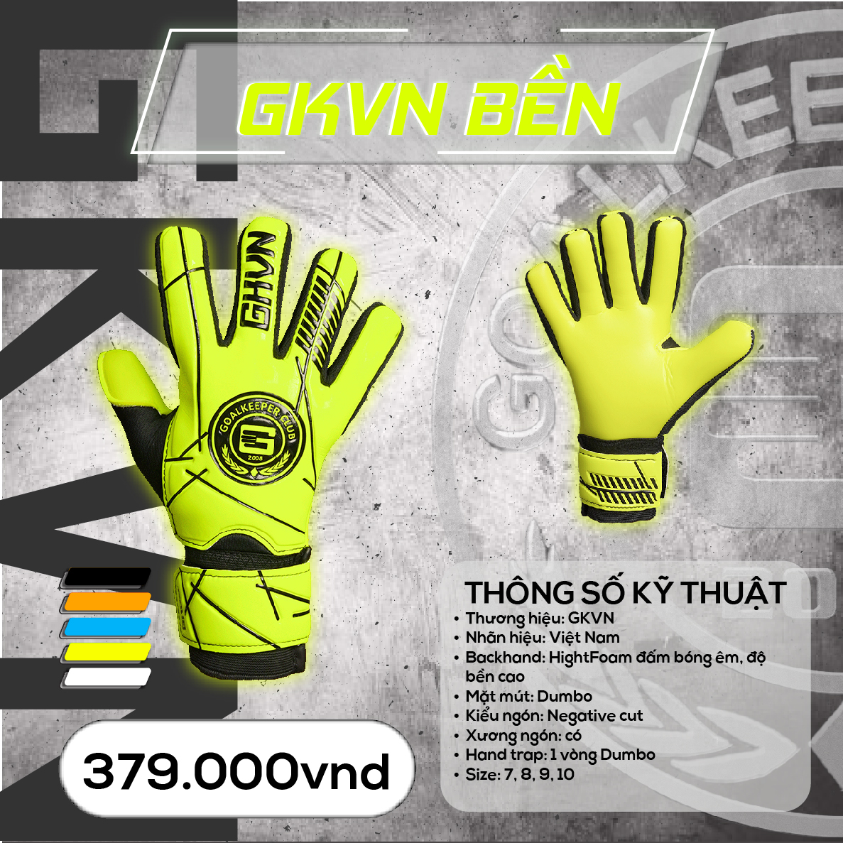 Găng Tay Thủ Môn GKVN Bền - Neon