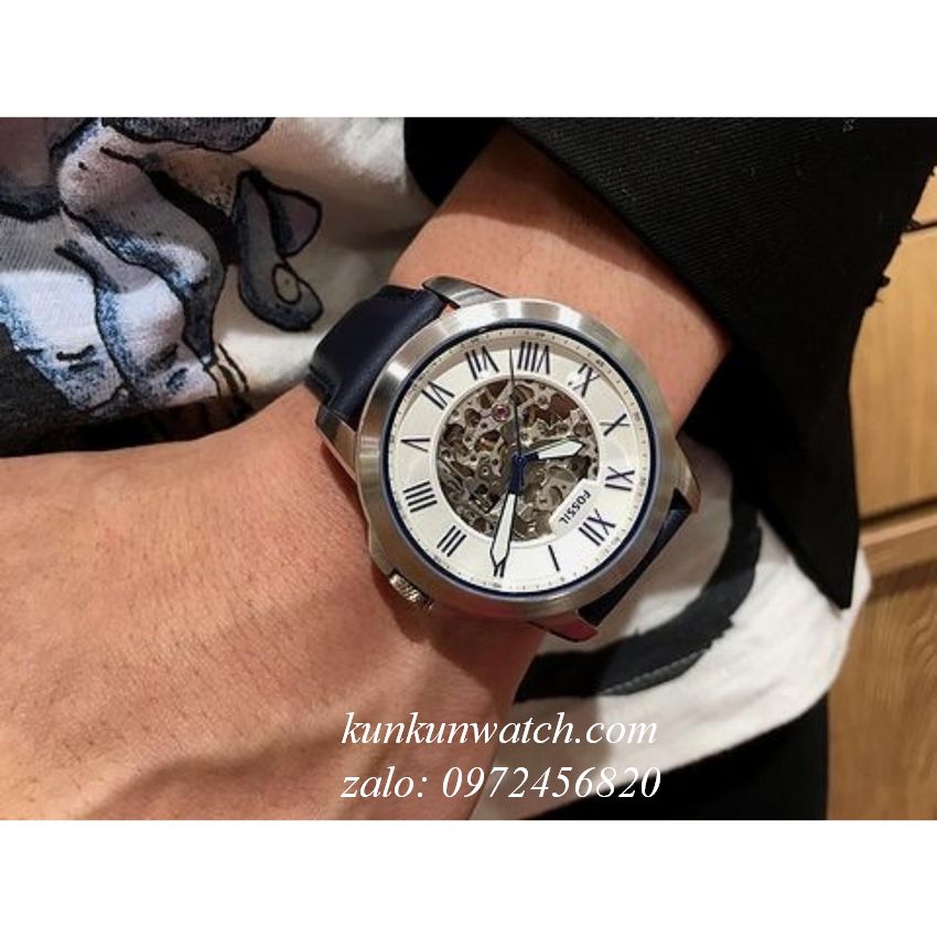 Đồng Hồ Nam Fossil ME3111 Automatic Điểm Số La Mã Các Mốc Giờ Dây