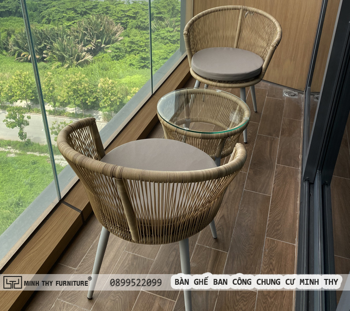 Bàn Ghế Ban Công Chung Cư Nhựa Giả Mây
