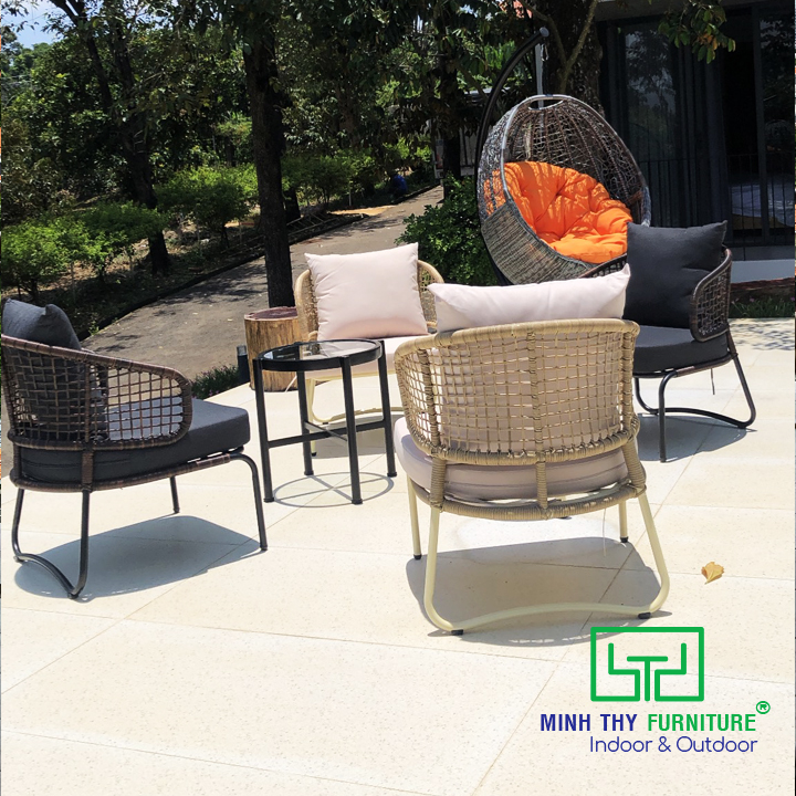Bàn ghế ban công nhựa giả mây MT2044