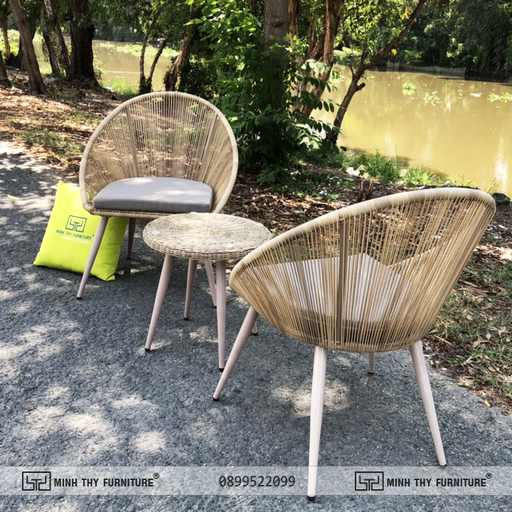 BÀN GHẾ NHỰA GIẢ MÂY MT2A266 6 bàn ghế nhựa giả mây ngoài trời
