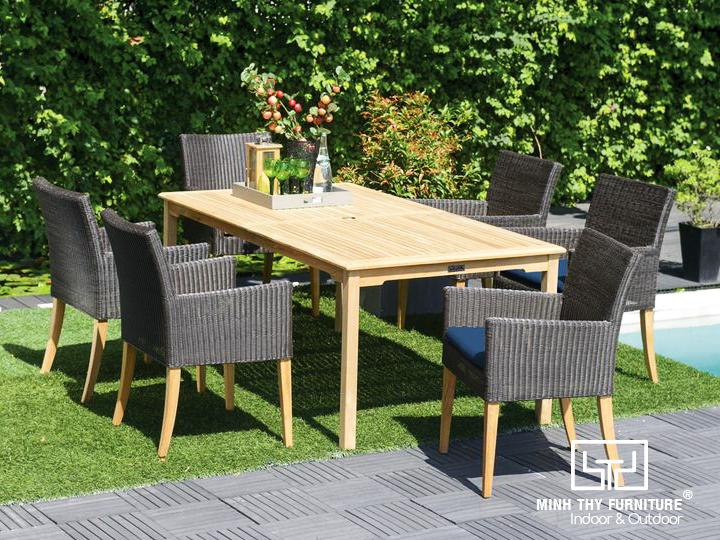 Cách setup sofa mây nhựa cho khu vực sân vườn ngoài trời 11 BÀN GHẾ NHỰA GIẢ MÂY MT2A263