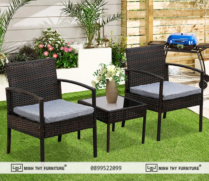 Bàn Ghế Ban Công  Ngoài Trời Nhựa Giả Mây