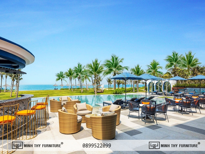 Bàn Ghế Nhựa Giả Mây Ngoài Trời Cao Cấp Cho Dự Án