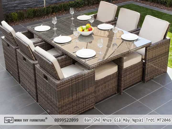 Cách setup sofa mây nhựa cho khu vực sân vườn ngoài trời 8 BÀN GHẾ GIẢ MÂY NGOÀI TRỜI MT2046