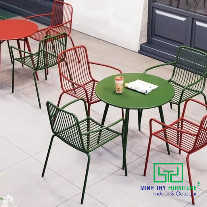 bàn ghế sắt ngoài trời MT3012 thiết kế đa màu sắc