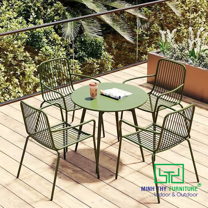 bàn ghế sắt ngoài trời MT3012 thiết kế đa màu sắc