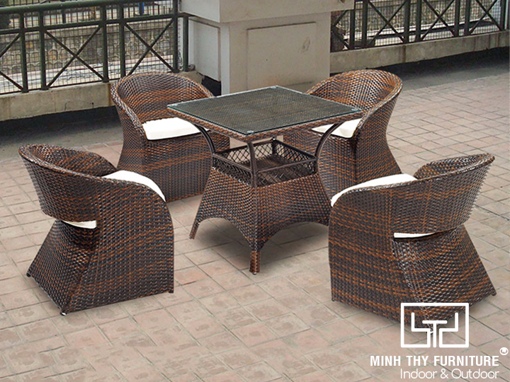 Các ứng dụng bàn ghế ăn nhựa giả mây 17 BỘ BÀN GHẾ CAFE NGOÀI TRỜI MT2A6