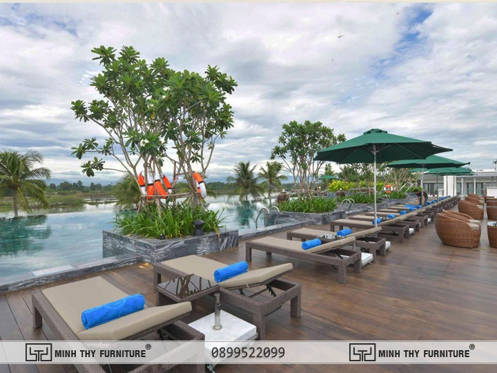 Ghế bể bơi ngoài trời nhựa giả mây