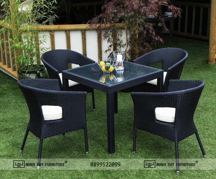 bàn ghế cafe giả mây MT258