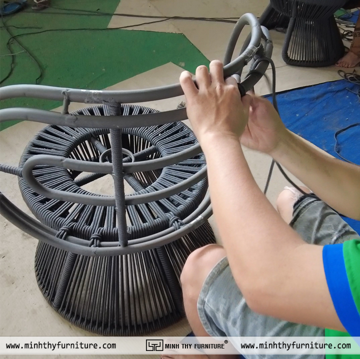 Ghế cafe trong nhà đan dây rope thiết kế hiện đại phù hợp quán cafe