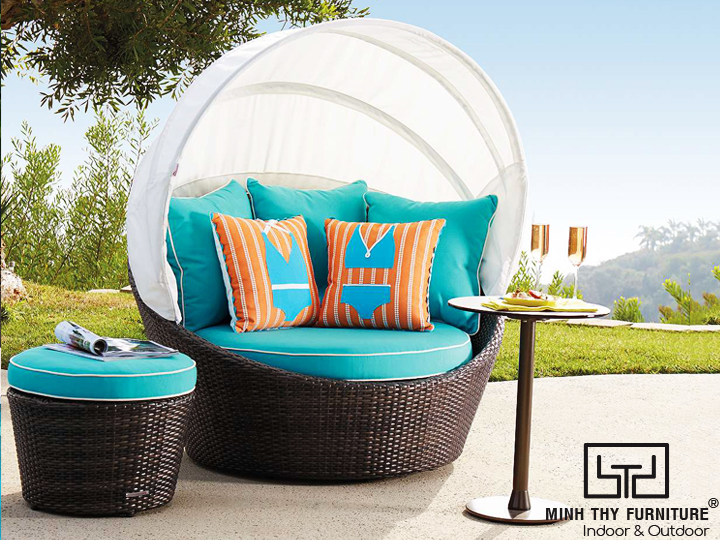 Những tip khi chọn giường hồ bơi có mái xếp che nắng 5 GHẾ HỒ BƠI MÂY NHỰA MT404