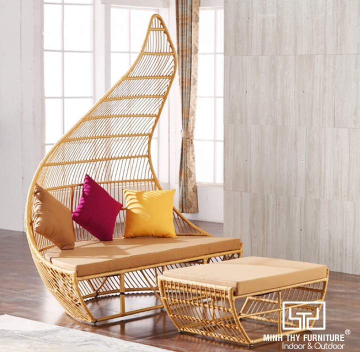 Độc lạ với bộ ghế hồ bơi mây nhựa MT 4046 6 GHẾ HỒ BƠI MÂY NHỰA CÓ MAI CHE MT4046