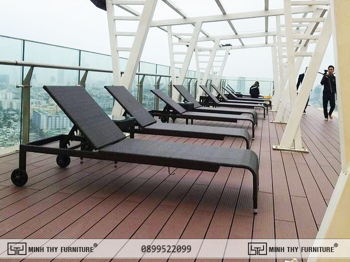 Ghế hồ bơi nhựa giả mây