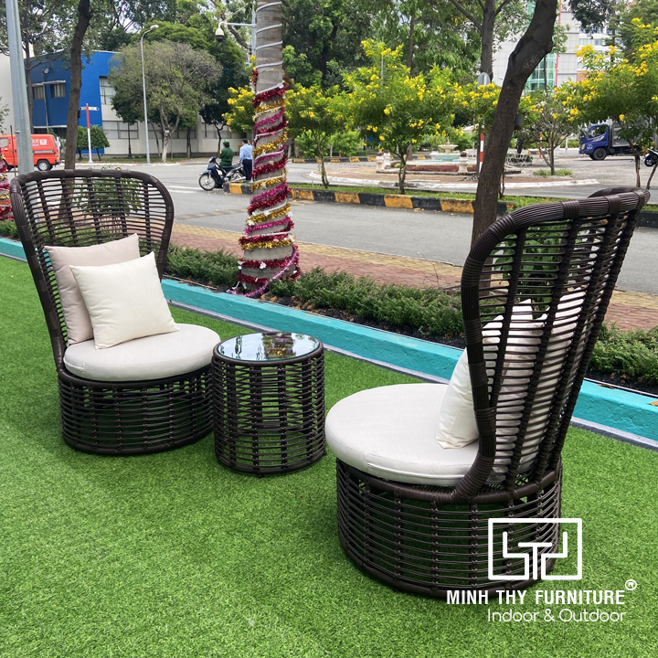 bàn ghế sảnh chờ nhựa giả mây MT1A81