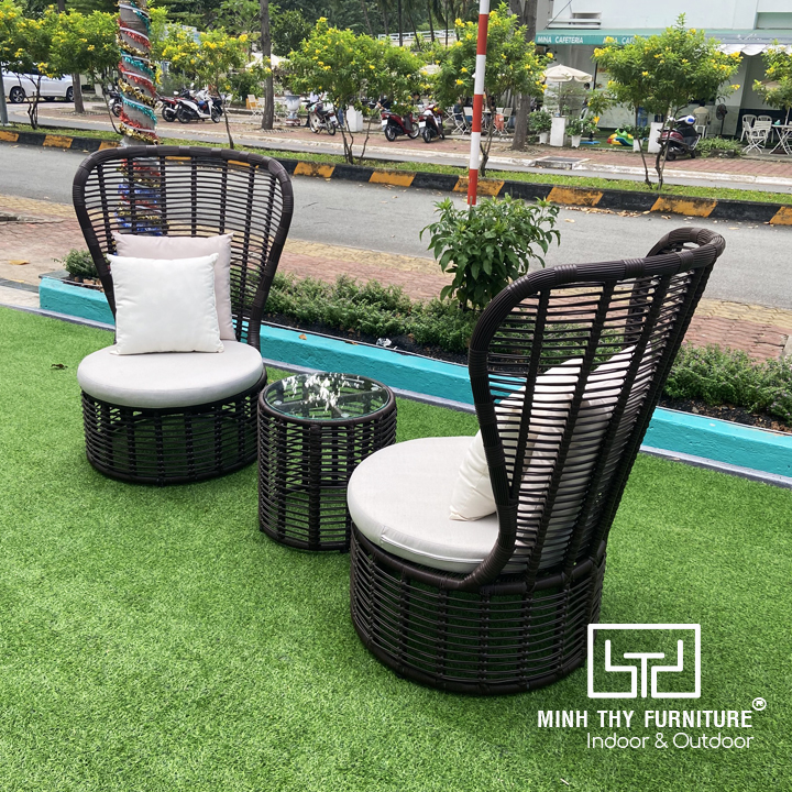 bàn ghế sảnh chờ nhựa giả mây MT1A81