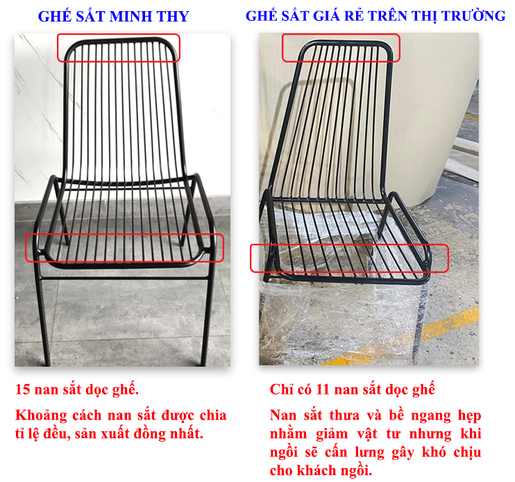 Thiết kế chỉnh chu tăng tính thẩm mỹ cho sản phẩm ghế sắt