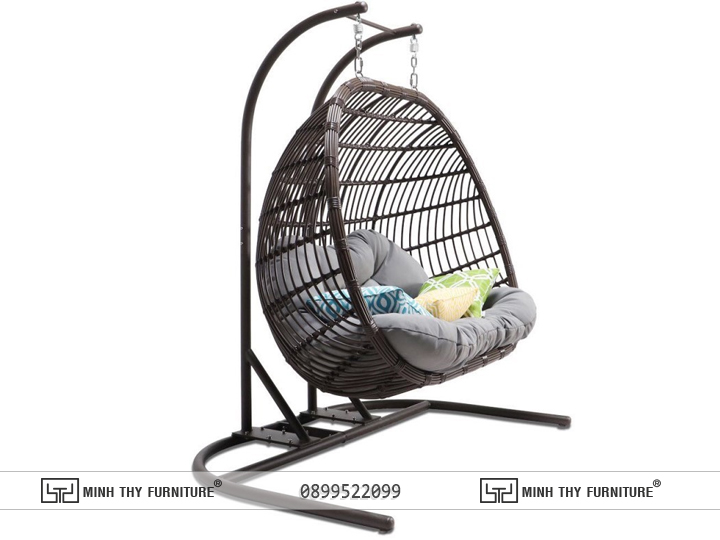 Xích đu đôi mây nhựa MT 990 7 XÍCH ĐU ĐÔI NHỰA GIẢ MÂY NGOÀI TRỜI MT990