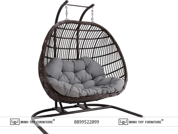 Xích đu đôi mây nhựa MT 990 5 GHẾ XÍCH ĐU ĐÔI NHỰA GIẢ MÂY NGOÀI TRỜI MT990