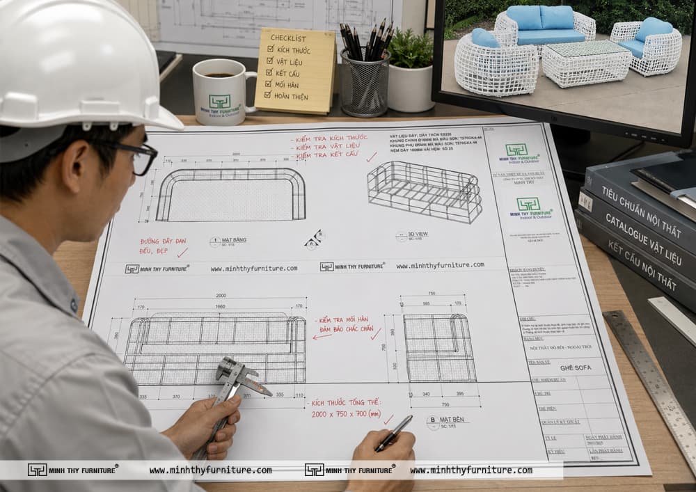 Đội ngũ kỹ thuật Minh Thy phân tích bản vẽ nội thất dự án