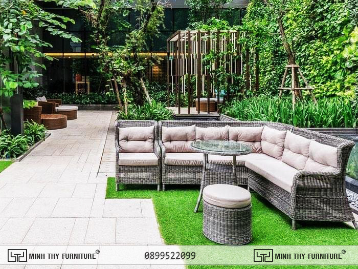 Một số dự án nội ngoại thất mây nhựa tiêu biểu của Minh Thy. 6 Sofa nhựa giả mây