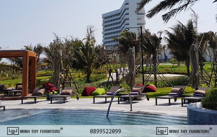 Ghế hồ bơi vải lưới textilene  