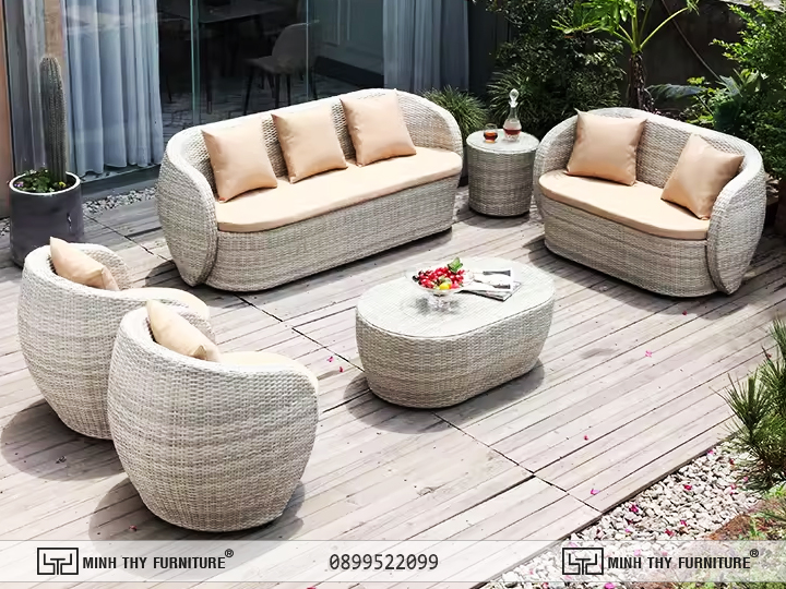 Sofa mây nhựa phòng khách tô điểm không gian nhà bạn 