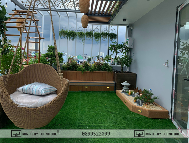 Những mẫu ghế xích đu treo trần đẹp 6 Ghế xích đu treo trần nhà nhựa giả mây sân vườn