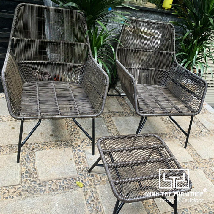 Bàn ghế ban công đan dây nhựa giả mây MT2028 