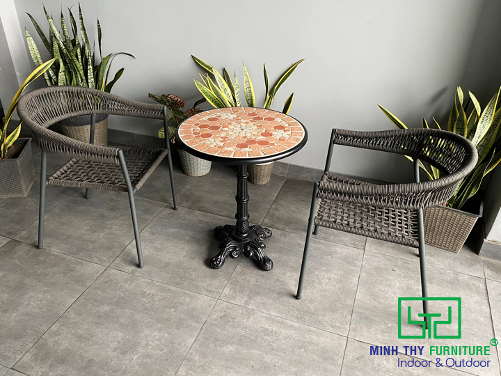 BÀN GHẾ NGOÀI TRỜI DÂY DÙ MT2052 5 Bàn Ghế Ngoài Trời Dây Rope MT2052