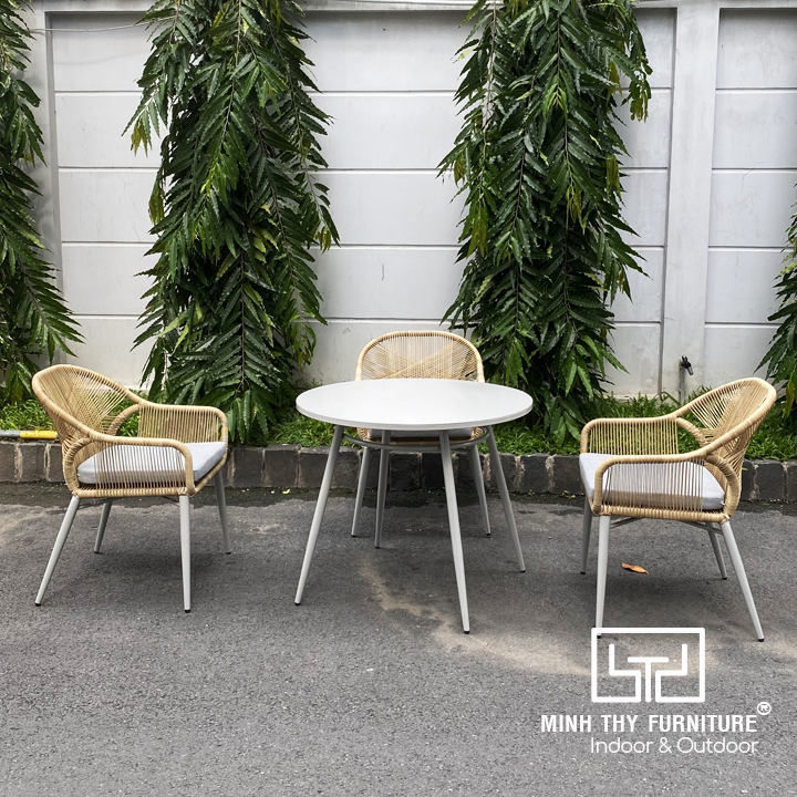 Bàn Ghế Cafe Nhựa Giả Mây MT2054