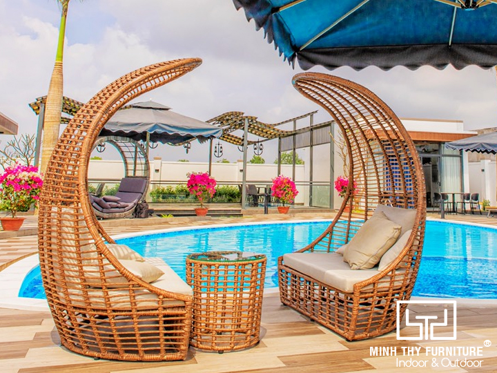Bộ sưu tập những mẫu sofa mây nhựa bigsize của Minh Thy 6 BỘ GIƯỜNG NGOÀI TRỜI GIẢ MÂY MÁI CHE MT4A68