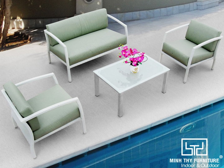 Gợi ý đến bạn những mẫu sofa phòng khách nhỏ xinh 9 Sofa mây nhựa MT1A2
