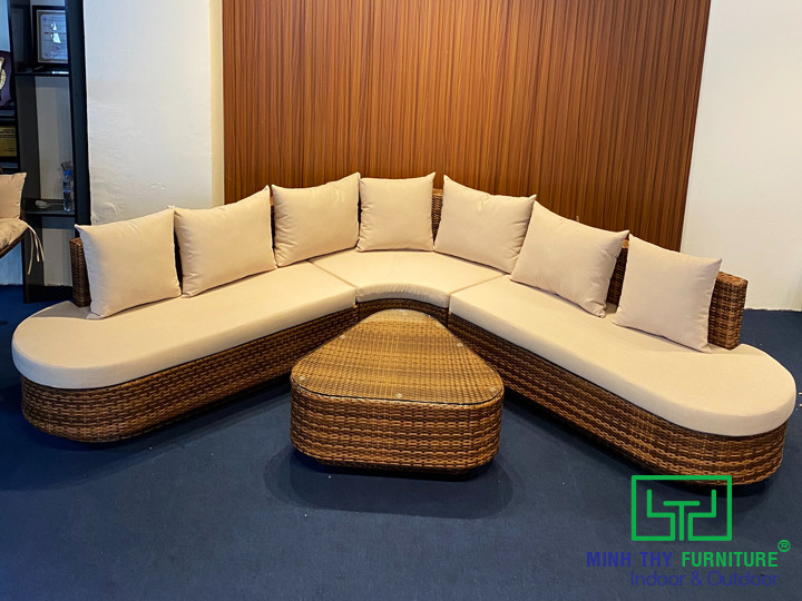 Sofa mây nhựa ngoài trời MT179