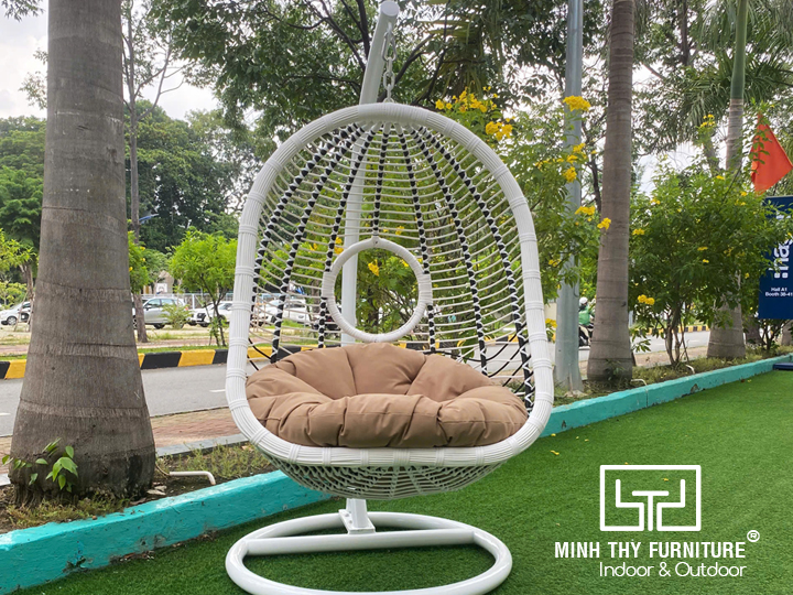 xích đu đơn ngoài trời nhựa giả mây